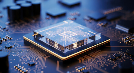 A Microchip Marvel A Detailed View of a Computer Processor A Symbol of Modern Technology and Engineering A Glimpse into the Heart of Digital Innovation