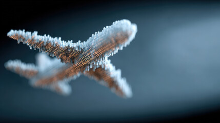 A digital airplane crafted from binary code showcases modern technology and innovation, symbolizing connectivity and the future of travel