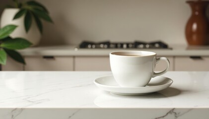 Luxurious white granite surface, tea, empty space for products, visual merchandising, image