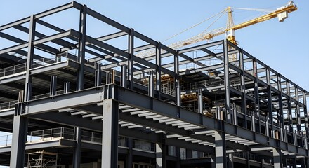 Steel Frame Construction of a Modern Building | Urban Development, Architecture, and Engineering Project