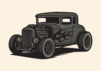 Classic Hot Rod Coupe with Flames