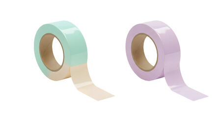 Two rolls of pastel masking tape in mint green and lavender shades on white background, ideal for crafting and decorating