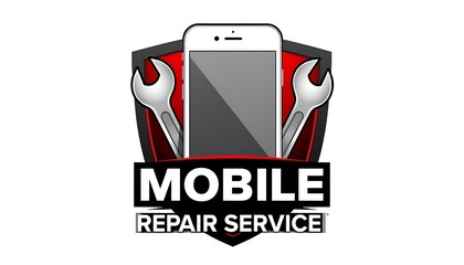 Mobile Phone Repair Service Emblem with Wrench and Smartphone mobile repair smartphone repair