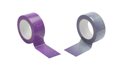 Two rolls of washi tape with purple and blue galaxy patterns, ideal for craft projects and creative decoration