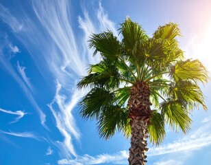 Palm Tree Under Sunny Sky.