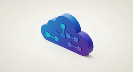 Cloud Computing Icon: A stylized cloud icon, rendered in a gradient of blues and purples, represents the concept of cloud computing, showcasing its modern and technology-driven nature.