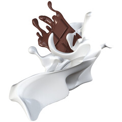 Coklat batang bercampur dengan susu Illustration 3D