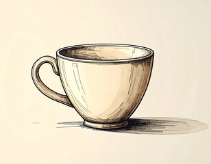 Hand Drawn Empty Teacup Illustration.