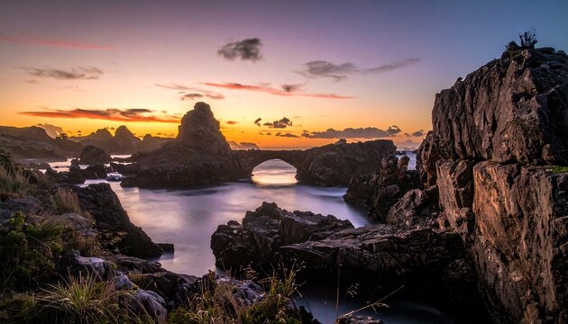Dramatic Coastal Sunset at Playa de las Catedrales, Ribadeo, Spain.