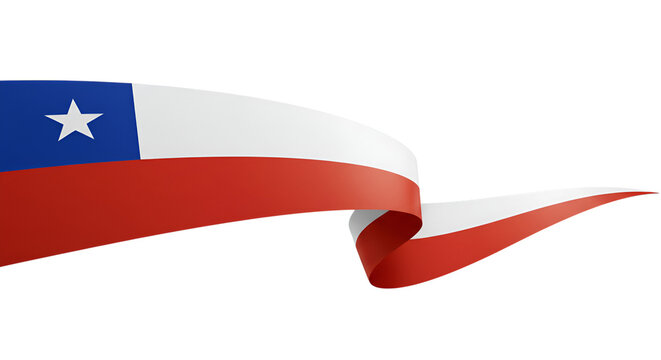 Dynamic chile flag ribbon design national independence day celebration banner element illustration