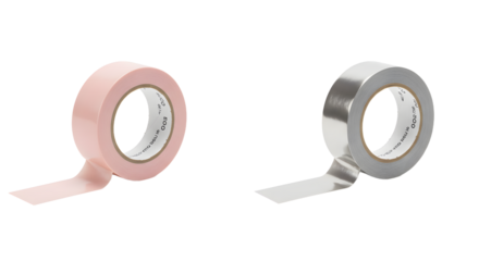 Pink and silver rolls of adhesive tape isolated on white background, perfect for crafts or repair projects