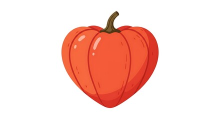 Heart Shaped Orange Pumpkin Illustration.