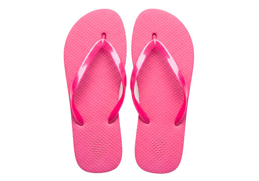 Pair of Pink Flip Flops on Transparent Background