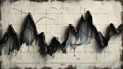 Abstract Painted Graph Depicting Trends in Black and White Palette