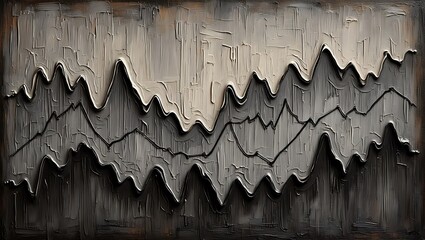 Abstract painting of financial market data with textured brush strokes style