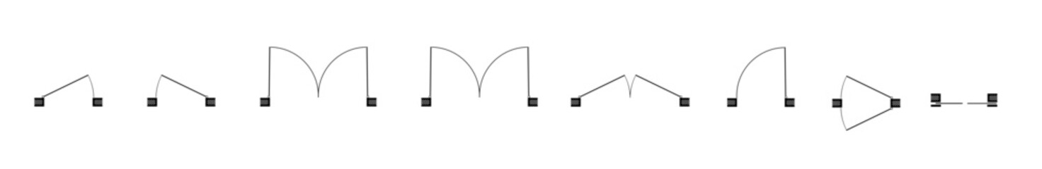 Doors for floor plan top view. Architectural icons for interior project. Construction graphic design element. Vector