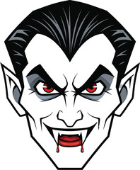 Spooky vampire face with bloody fangs for Halloween designs