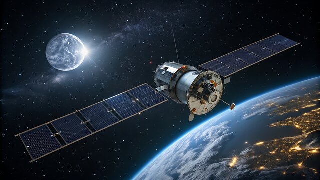 satellite orbiting earth - Powered by Adobe