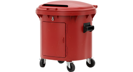 Red mobile ballot box with lock and slot for votes, portable voting container for elections and polling stations, secure ballot storage perfect for elections