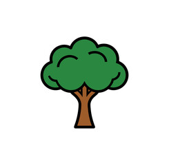 Green cartoon tree illustration scalable vector graphic for nature design elements