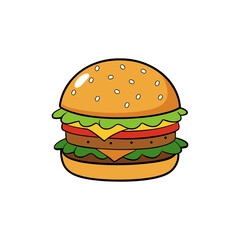 Delicious double cheeseburger vector illustration fresh ingredients scalable graphic design food icon