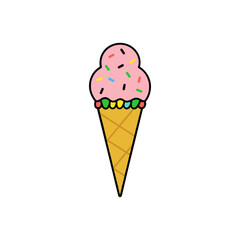 Delicious strawberry ice cream cone vector illustration scalable for all design needs