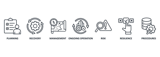 Business continuity planning - the process of creating systems of prevention and recovery to deal with potential threats to a company. Vector Illustration Concept