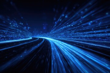 Abstract rendering shows a digitally constructed pathway, a tunnel of light, with streaks of bright blue