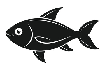 Obraz premium Black and White Illustration of Fish Silhouette with Dorsal, Pectoral and Caudal Fins