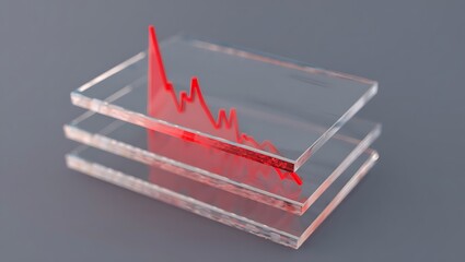 Red Line Graph on Transparent Plates Business and Financial Concept