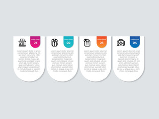 Line step infographic. 4 options workflow diagram, circle timeline number infograph, process steps chart. Linear vector infographics. Process order infographic arrow and steps point illustration