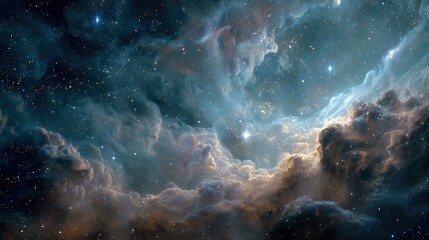 Realistic outer space storm background, scientifically accurate nebula clouds with plasma bursts, authentic star field and galactic core, high-resolution astrophotography style, natural cosmic colors.