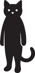 Cat standing upright like human silhouette, whimsical feline vector for creative designs.
