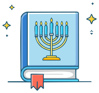 blue book with menorah candles clip art preview