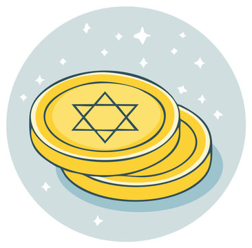 yellow coins with star of david clip art preview