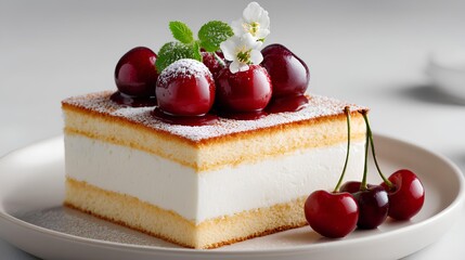 Cherry Cream Sponge Cake