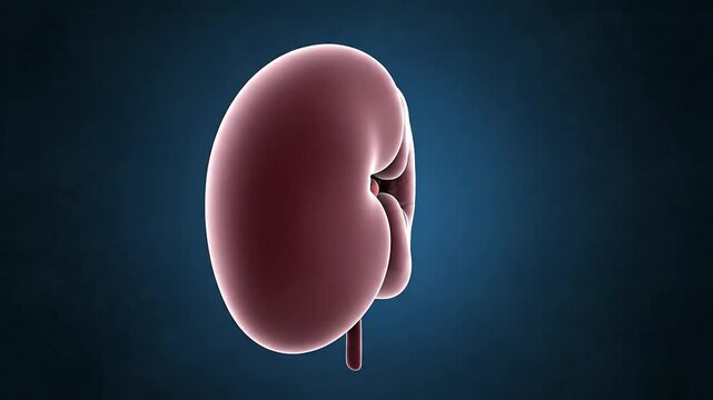 High-Quality 3D Render of a Healthy Human Kidney Organ Visually Detailing its Anatomy Urological System and Renal Function for Medical and Educational Content