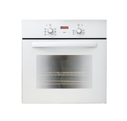 Modern white kitchen oven isolated on white background.