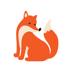Cute cartoon fox clipart isolated