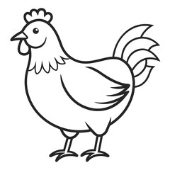 Hen with Chicks Illustration on White Background