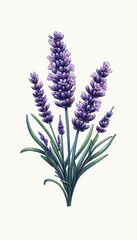 Obraz premium Beautiful bouquet of lavender flowers, vintage botanical illustration. 