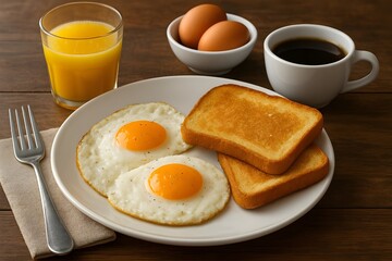 Fototapeta premium Breakfast Table with Eggs and Toast
