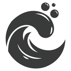 Creative design vector art of stylized dark wave with bubbles, representing ocean power and movement