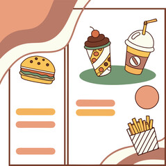 Dynamic 3D Illustration for Delicious Food Menu Banner design vector templates