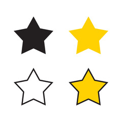 Star icon illustration vector set. Gold star shape design on white background.