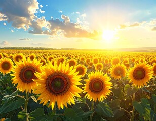 Generated image of a bright summer sunflower field