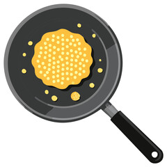 Cooking Pancakes in a Frying Pan Delicious Homemade Breakfast Food Preparation