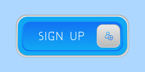 Modern blue rounded CTA button with shine, 