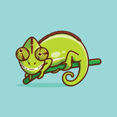 Simple Chameleon with Funny Eyes cartoon vector illustration Eye Sight Day concept icon isolated
