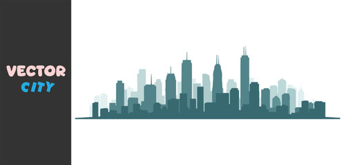 Obraz premium Modern city skyline silhouette with tall buildings and skyscrapers